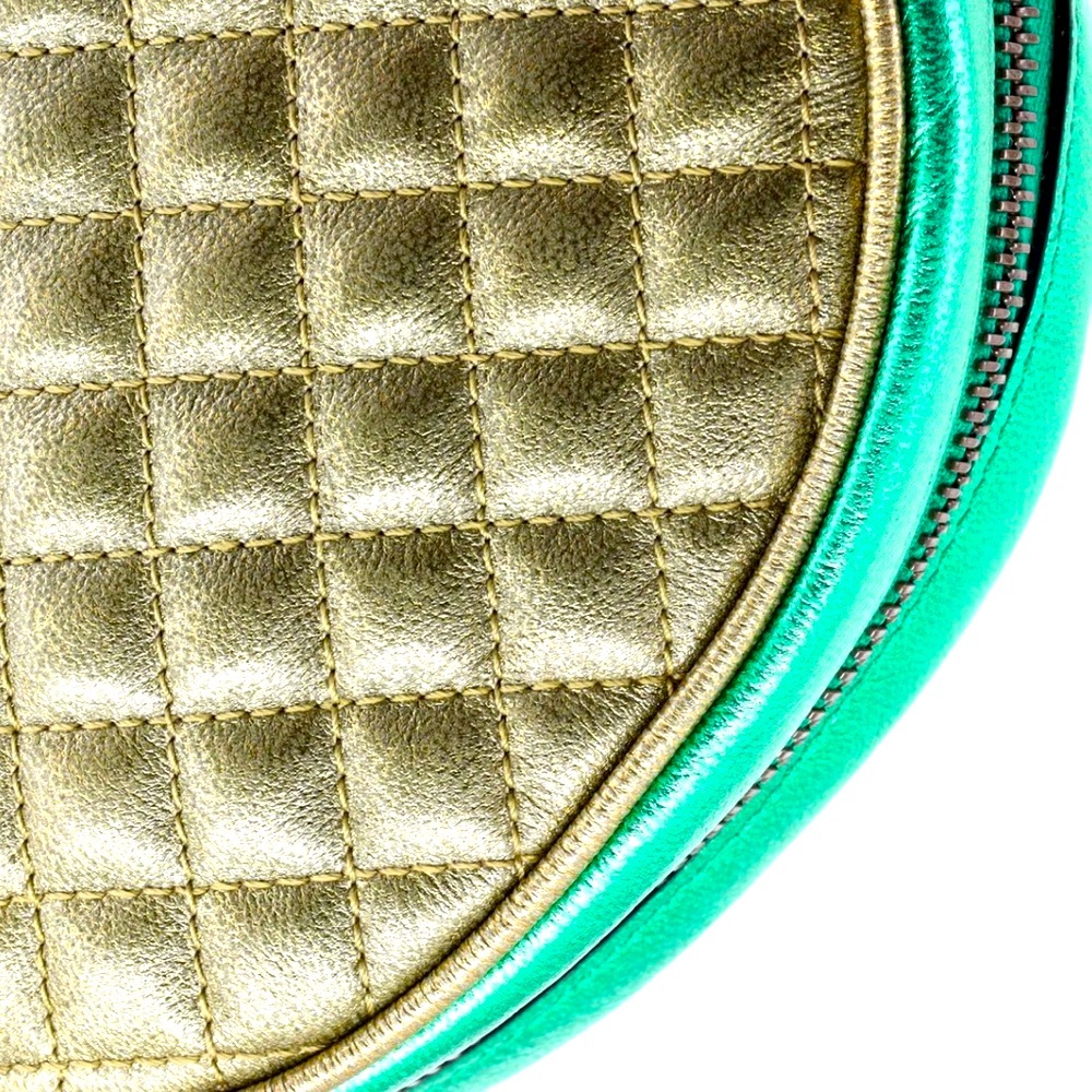 Authentic GUCCI GG Zumi Quilted Metallic Leather Trapuntata Crossbody Bag Purse - Picture 7 of 9